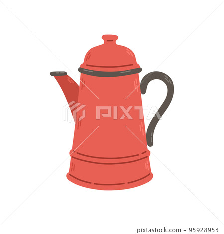 Simple red teapot for tea. Stock design isolated on a white background for websites and apps 95928953