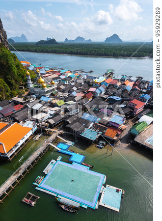 Ko Panyi or Koh Panyee floating football field in the muslim fishing village in Phang Nga Province 95929289