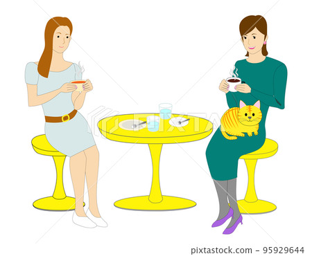 Cat cafe set: white background 95929644