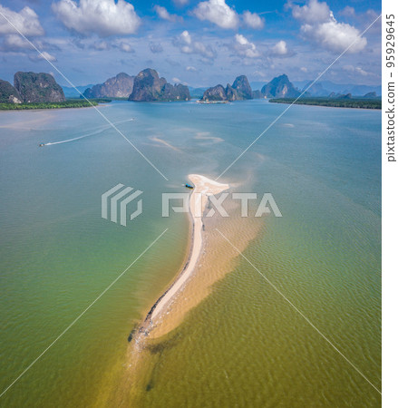 Aerial view of Koh Panyee sandbank in Phang Nga, Thailand 95929645