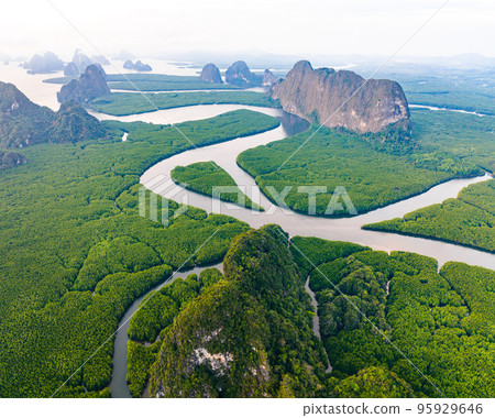 Aerial view of Phang Nga bay, Thailand 95929646