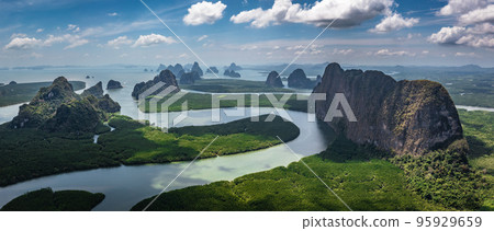 Aerial view of Phang Nga bay, Thailand 95929659