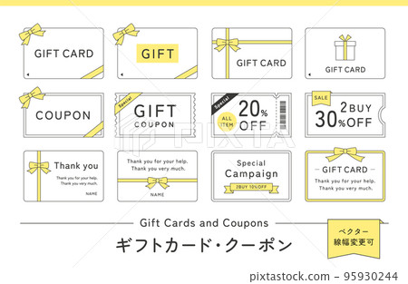 Simple gift card ticket, coupon ticket illustration material set 95930244
