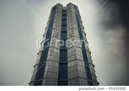 Glass building with cloudy sky angle shot 95930980