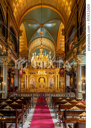 Interior of Bulgarian St. Stephen Church, or Sveti Stefan Kilisesi, an Orthodox church in Balat, Istanbul, Turkey 95931009