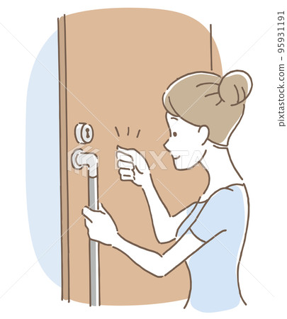 Woman knocking (light blue) Woman knocking (light blue) 95931191