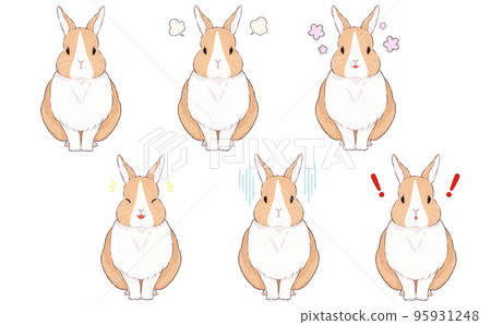 Brown dutch rabbit facial expression illustration set Brown dutch rabbit facial expression illustration set 95931248