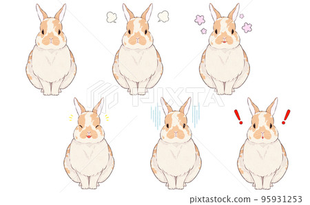 Brown broken rabbit facial expression... - Stock Illustration [95931253 ...