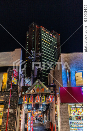 Cityscape of Tokyo, Japan View of the bar district "Sancha Sanbangai" (Sangenjaya Triangle Zone), etc., right next to Sangenjaya Station 95933493