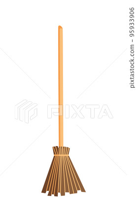 Broom with wooden handle, Witches broom stick Halloween accessory vector illustration of isolate on white. Broom with wooden handle, Witches broom stick Halloween accessory vector illustration of isolate on white. 95933906
