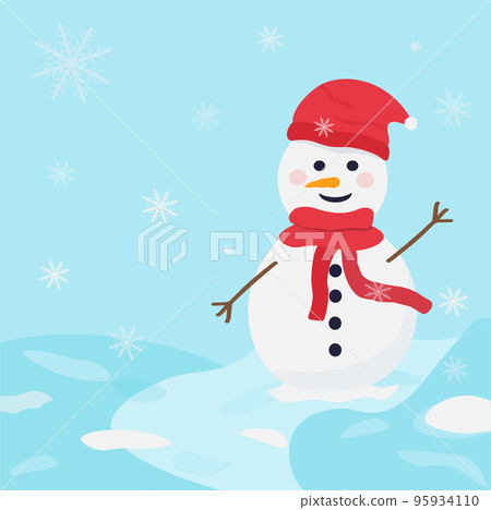 Cute snowman illustration on blue background.... - Stock Illustration ...