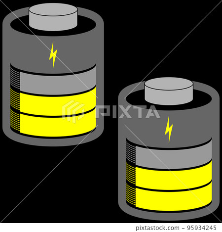Two battery cells medium loaded with yellow status bar Two battery cells medium loaded with yellow status bar 95934245