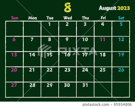 2023 年 8 月黑板日曆 2023 年 8 月黑板日曆 95934806