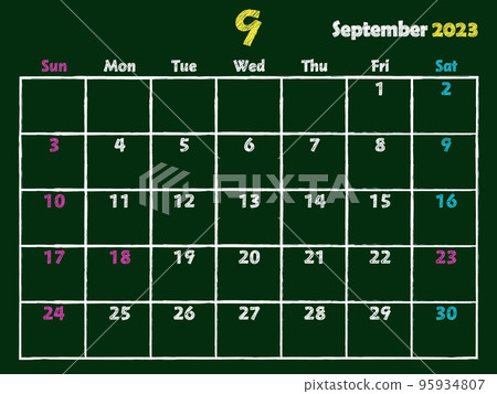 September 2023 chalkboard calendar 95934807