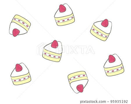 可愛的草莓脆餅背景白色 95935192