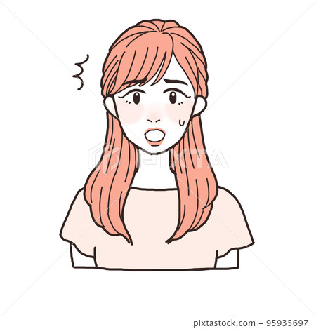 A young woman with a shocked expression One tone 95935697