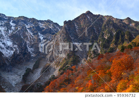 Collaboration of Tanigawadake Ichinokurasawa Snow and Autumn Leaves Collaboration of Tanigawadake Ichinokurasawa Snow and Autumn Leaves 95936732