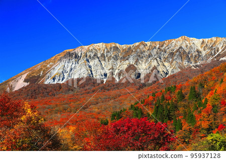[鳥取縣]晴天從掛掛山口看到的秋色大山 95937128