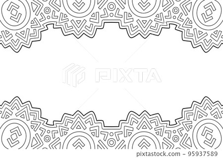 Line art for coloring book with geometric border Line art for coloring book with geometric border 95937589