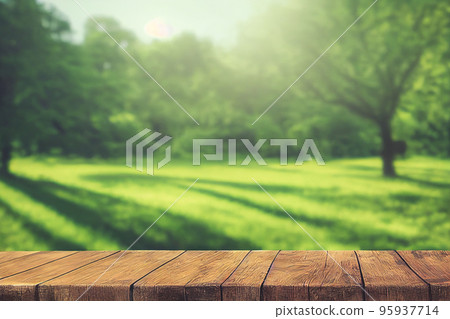 Natural background and table wood for product display template with bokeh light background. 95937714