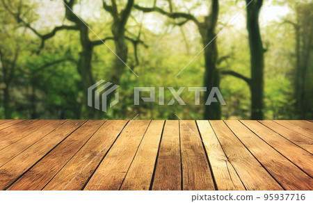 Natural background and table wood for product display template with bokeh light background. 95937716
