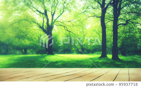 Natural background and table wood for product display template with bokeh light background. 95937718