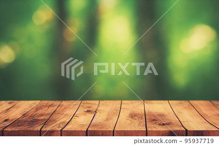 Natural background and table wood for product display template with bokeh light background. 95937719