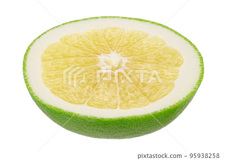 Citrus Sweetie or Pomelit, oroblanco isolated on white background close-up. 95938258