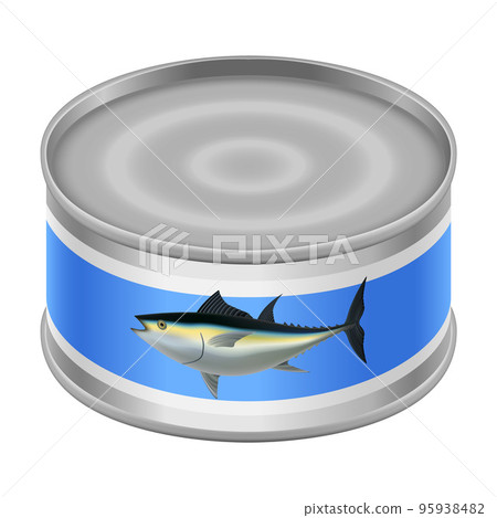 Canned tuna mockup. Realistic illustration of canned tuna vector mockup for web design isolated on white background Canned tuna mockup. Realistic illustration of canned tuna vector mockup for web design isolated on white background 95938482
