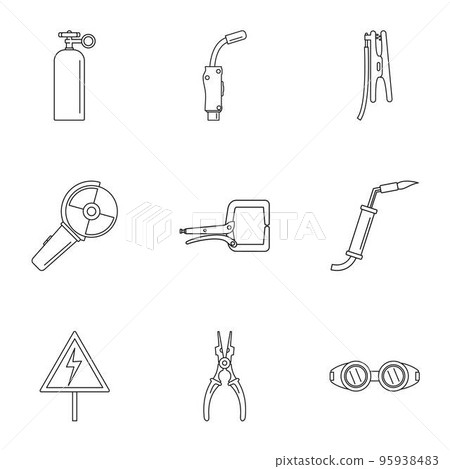 Hard worker icons set. Outline set of 9 hard worker vector icons for web isolated on white background 95938483