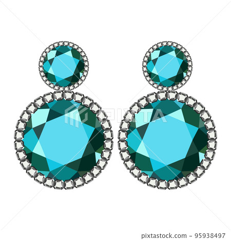 Apatite earrings mockup. Realistic illustration of apatite earrings vector mockup for web design isolated on white background 95938497