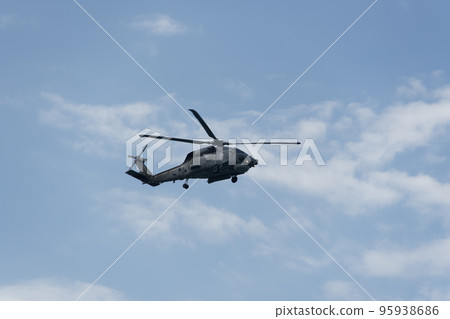 Sikorsky Seahawk naval military helicopter during an air show. Hellenic Navy S-70 flying on Thessaloniki, Greece during the 28 October National Oxi Day parade. 95938686