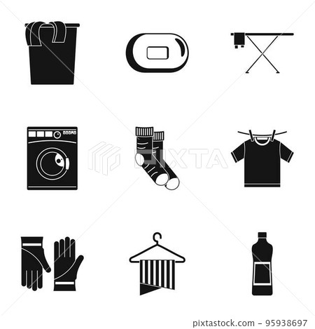 Laundry room icons set. Simple set of 9 laundry... - Stock Illustration ...