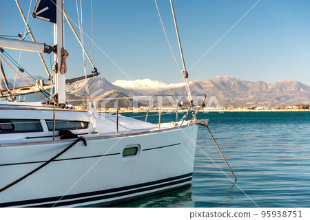 boat moored in the Aegean Sea in Greece 95938751