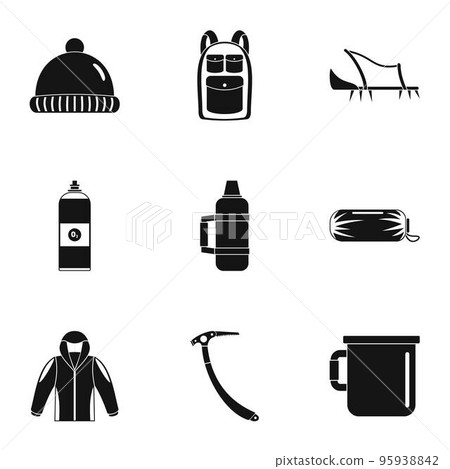 Mountaineer icons set. Simple set of 9 mountaineer vector icons for web isolated on white background Mountaineer icons set. Simple set of 9 mountaineer vector icons for web isolated on white background 95938842