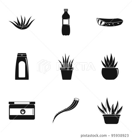 Aloe cream icons set. Simple set of 9 aloe cream vector icons for web isolated on white background 95938923