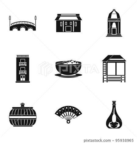 European street icons set. Simple set of 9 european street vector icons for web isolated on white background 95938965