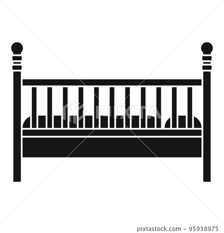 Wood baby bed icon. Simple illustration of wood baby bed vector icon for web design isolated on white background 95938975