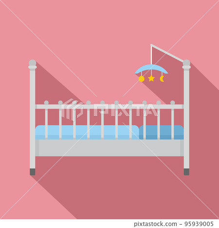 Baby bed with toys icon. Flat illustration of baby bed with toys vector icon for web design Baby bed with toys icon. Flat illustration of baby bed with toys vector icon for web design 95939005