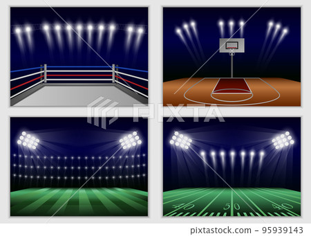 Arena stadium sport scene banner concept set. Realistic illustration of 4 arena stadium sport scene vector banner horizontal concepts for web Arena stadium sport scene banner concept set. Realistic illustration of 4 arena stadium sport scene vector banner horizontal concepts for web 95939143