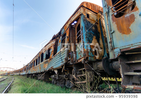 burned out blown up wagons war between Russia and Ukraine burned out blown up wagons war between Russia and Ukraine 95939398