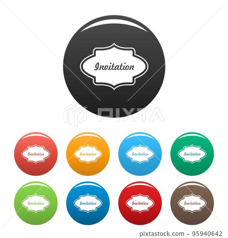 Invite label icon. Simple illustration of invite label vector icons set color isolated on white Invite label icon. Simple illustration of invite label vector icons set color isolated on white 95940642