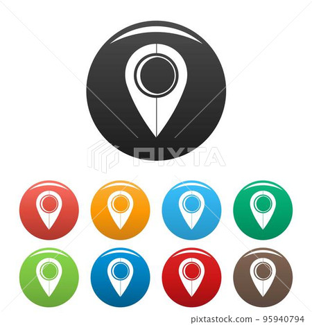 Map pin icon. Simple illustration of map pin vector icons set color isolated on white 95940794