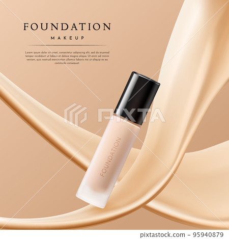 Elegant Makeup Advertising with Liquid Foundation Banner Template 95940879