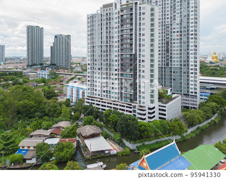 Aerial view of Bangkok Downtown Skyline, Thailand. Financial district and business centers in smart urban city in Asia.Skyscraper and high-rise buildings 95941330