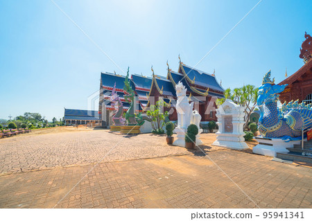 Wat Ban Den pagoda, a buddhist temple. Thai architecture temple golden holy shrines light religious, Northern Chiang Mai, Thailand. Wat Ban Den pagoda, a buddhist temple. Thai architecture temple golden holy shrines light religious, Northern Chiang Mai, Thailand. 95941341