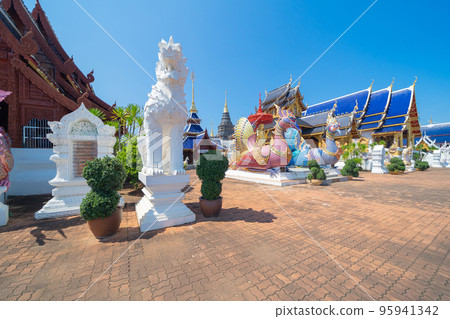 Wat Ban Den pagoda, a buddhist temple. Thai architecture temple golden holy shrines light religious, Northern Chiang Mai, Thailand. Wat Ban Den pagoda, a buddhist temple. Thai architecture temple golden holy shrines light religious, Northern Chiang Mai, Thailand. 95941342
