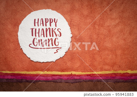 Happy Thanksgiving greeting card with pumpkin 95941883