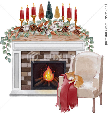 Watercolor - Christmas, winter decorations Watercolor - Christmas, winter decorations 95942451