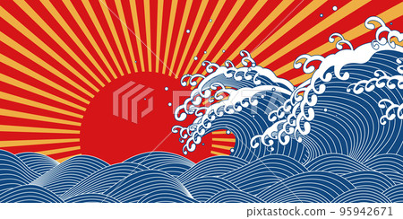 大浪和日出背景材料 95942671